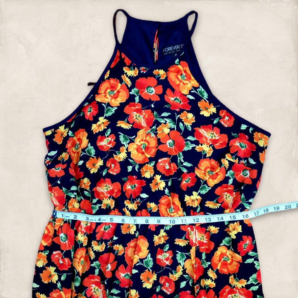 Forever 21 Black Maxi Dress with Orange & Yellow Floral Print - Picture 12 of 13